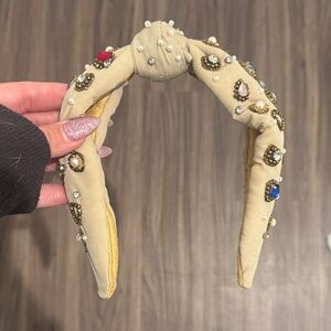 Bejeweled Cream Headband with Pearls and Gems